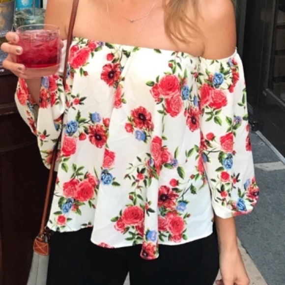 Meritt Off The Shoulder Floral Blouse - Picture 1 of 6